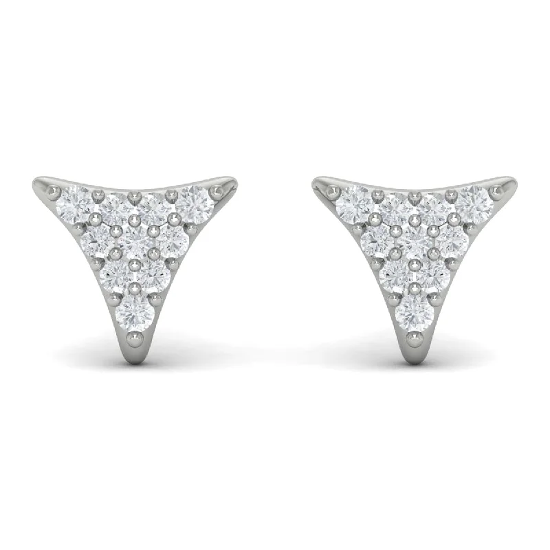 Stud Earrings with Textured Surface -Diamond Trinity Stud Earrings