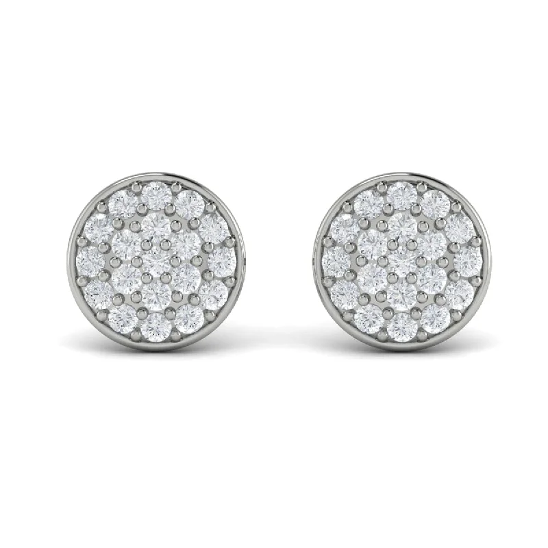 Stud Earrings for Engagement Party -Diamond Disc Stud Earrings