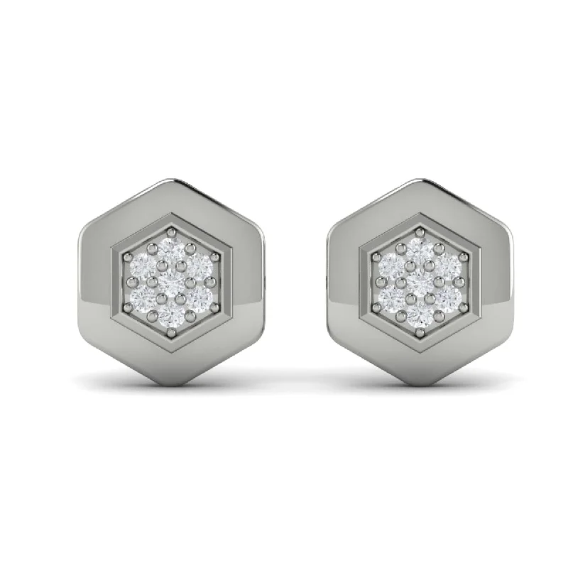 Adjustable Stud Earrings for Custom Fit -Diamond Cluster Honeycomb Stud Earrings