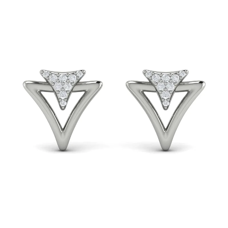 Lightweight Stud Earrings for All Day -Diamond Trinity Open Stud Earrings