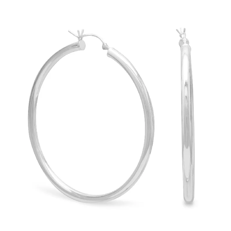 Drop Earrings for Anniversary -3mm x 50 mm Hoop Earrings with Click