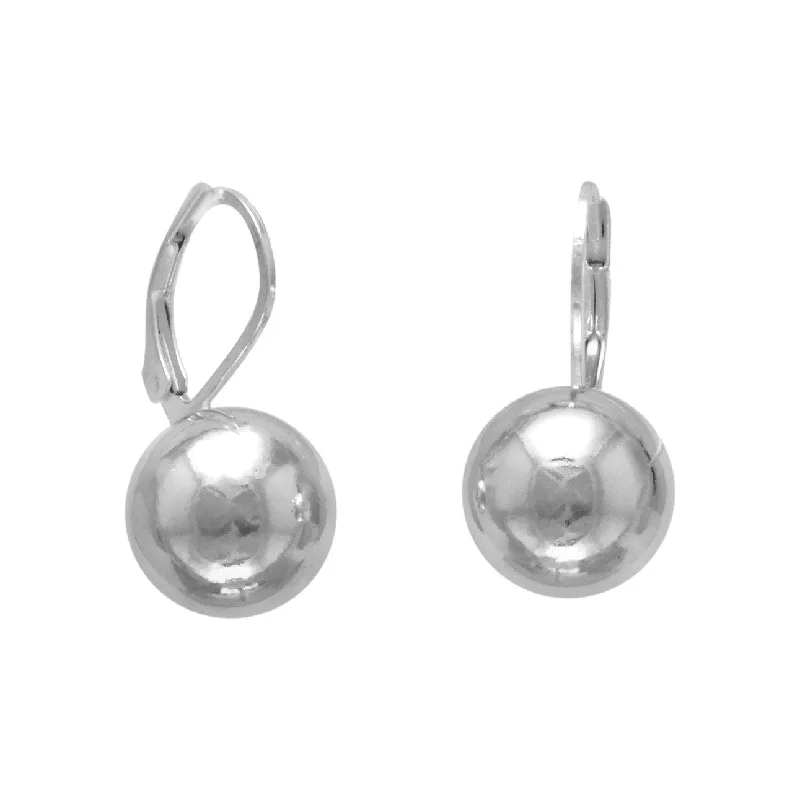 Drop Earrings for Formal Attire -12mm Ball Earring with Lever Back