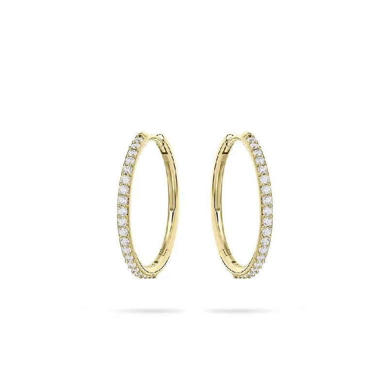 Drop Earrings with Vine Designs -20mm 9ct Gold Hoop Earrings with Cubic Zirconia