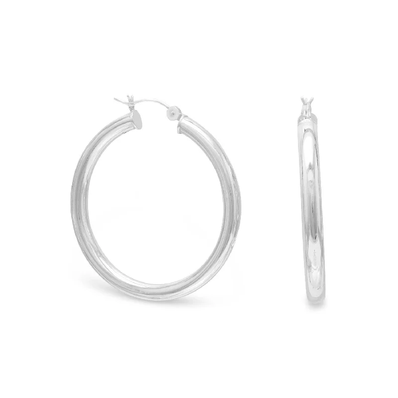 Drop Earrings for Casual Outfit -4mm x 40mm Hoop Earrings with Click