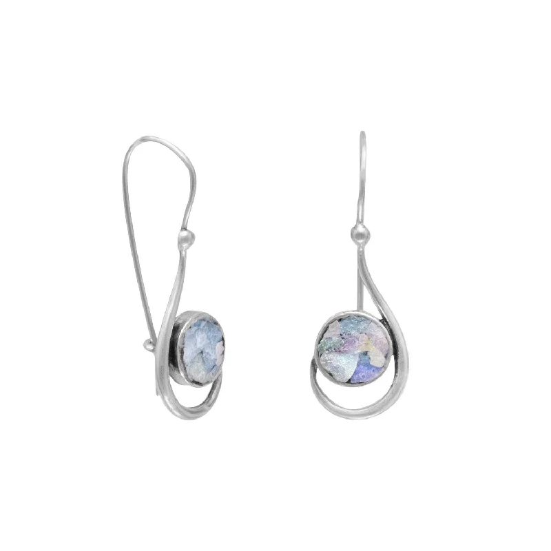 Drop Earrings with Star Motifs -Hook Shape Earrings with Roman Glass