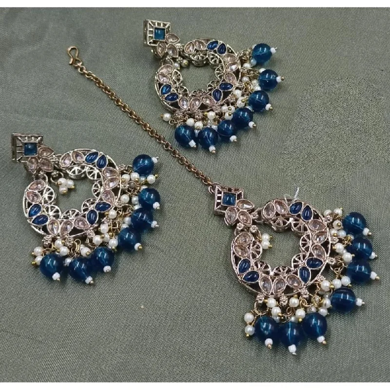 Drop Earrings for Bridesmaids Look -Akruti Collection Gold Plated Crystal Stone Earrings With Maangtikka