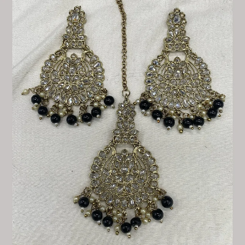 Star Shaped Drop Earrings for Charm -Amoliya Jewels Crystal Stone Earrings With Maangtikka Set