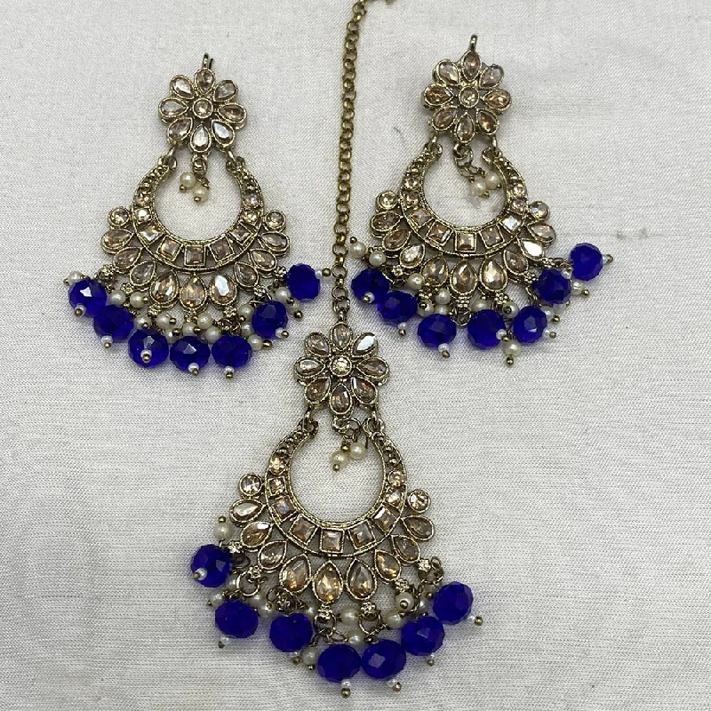 Oval Drop Earrings for Grace -Amoliya Jewels Crystal Stone Earrings With Maangtikka