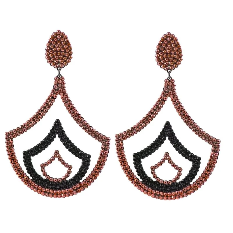 Drop Earrings for Concert Look -WITH IT EARRINGS (Rose & Black crystals)