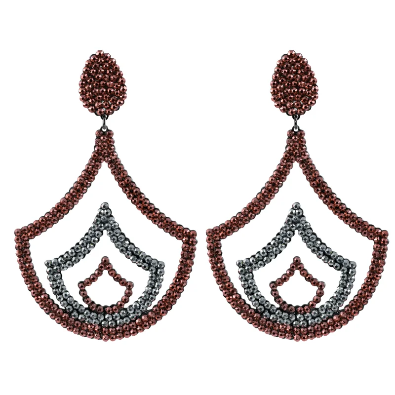 Drop Earrings for Festival Style -ON WITH IT EARRINGS (Rose & Silver crystals)