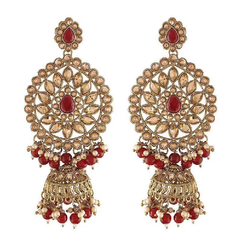 Drop Earrings for Christmas Party -EtnicoTraditional Gold Plated With Stunning Antique Finish Kundan & Pearl Jhumka Earrings for Women/Girls (E2863M)