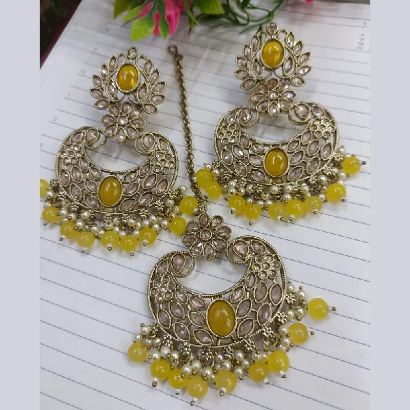 Punk Drop Earrings with Spikes -Exotica Collection Gold Plated Crystal Stone Earring With Mangtikka