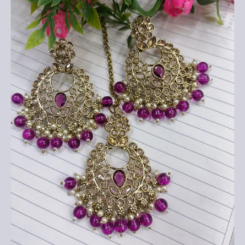 Contemporary Drop Earrings for Fashion -Exotica Collection Gold Plated Crystal Stone Earring With Mangtikka