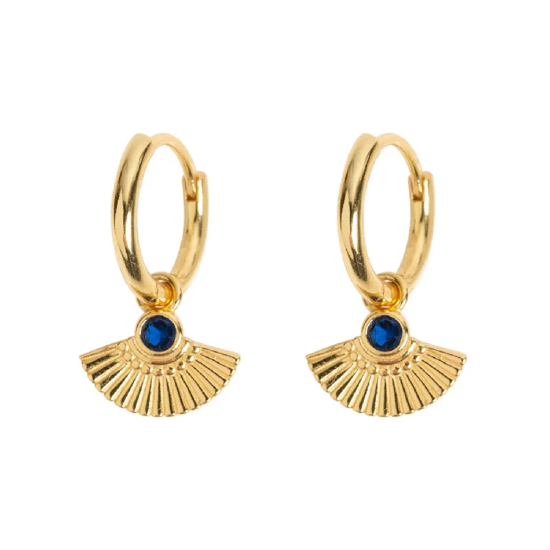 Drop Earrings for Everyday Glamour -Fan with Crystal Hoop Earring