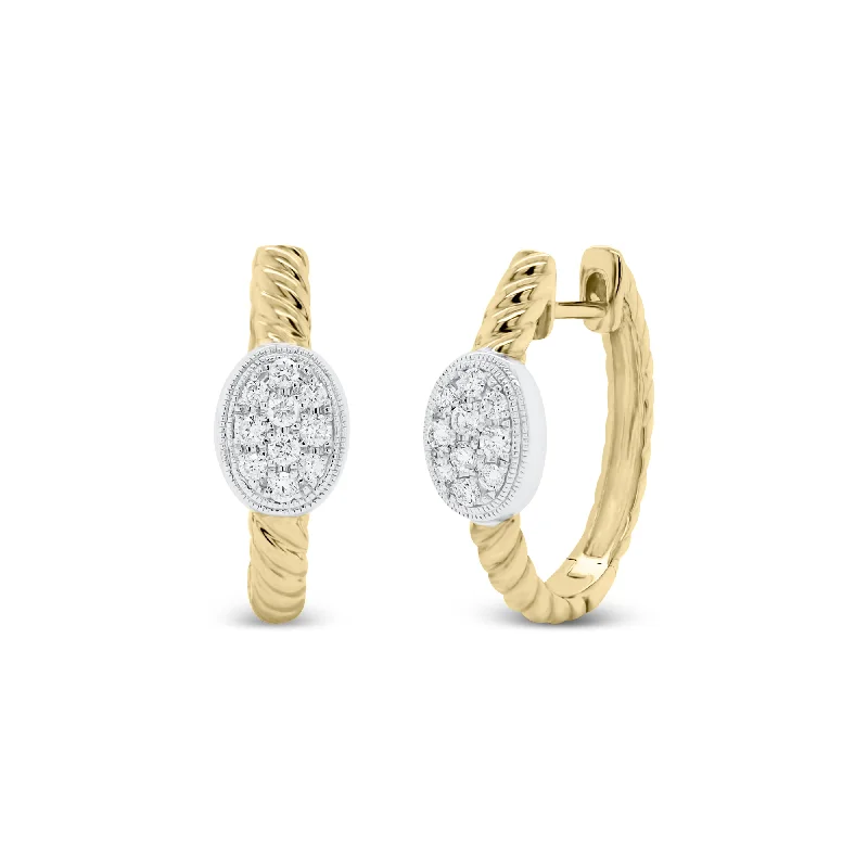 Rhinestone Drop Earrings for Sparkle -Gold Twist Hoop Earrings with Diamond Ovals