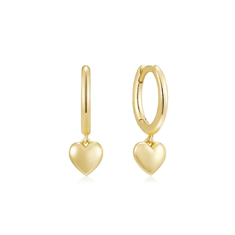 Drop Earrings for Formal Attire -Huggie Hoop With Micro Heart Charm