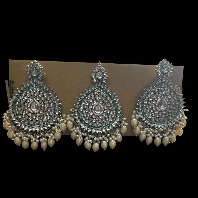 Drop Earrings with Abstract Designs -JCM Jewellery Gold Plated Kundan Stone Earrings With Mangtikka