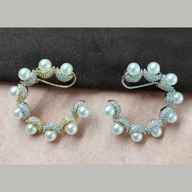 Maximalist Drop Earrings for Bling -JewelTreeTz Beautiful Side Hope With CZ & Pearls