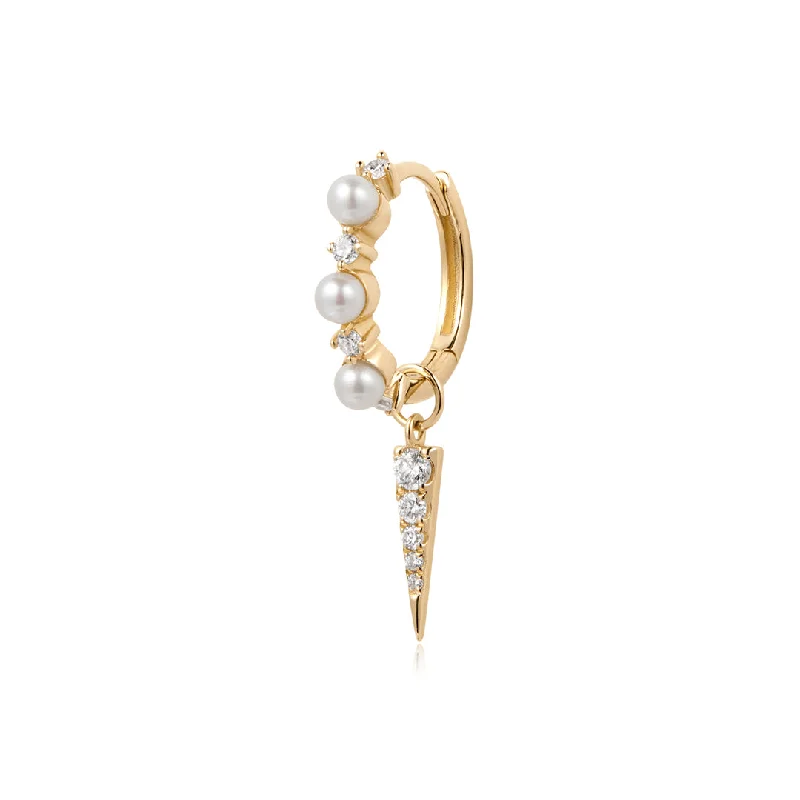 Maximalist Drop Earrings for Bling -KAMRYN | Pearl Huggie with Lab Grown Diamond Charm