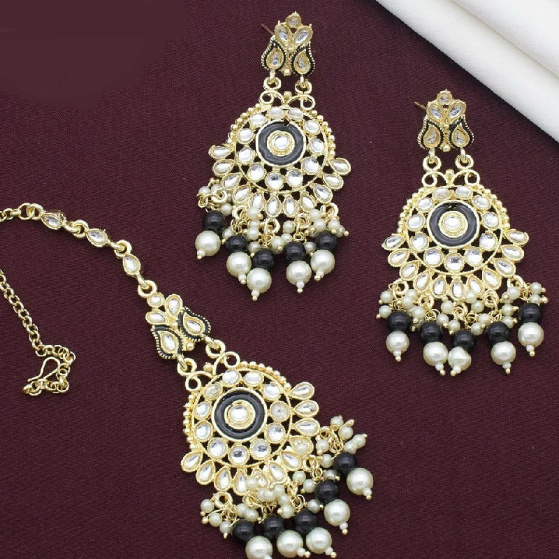 Small Drop Earrings for Delicate -Kavita Art Gold Plated Kundan Stone And Meenakari Earrings With Maangtikka