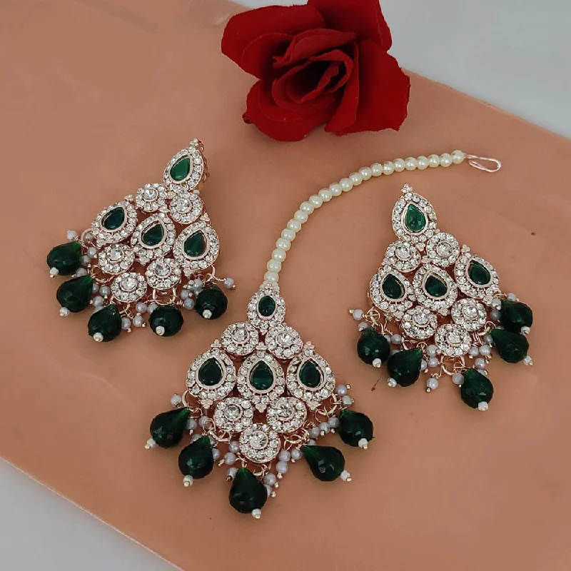 Drop Earrings for Engagement Party -Lucentarts Jewellery Austrian Stone Earrings with Mangtikka