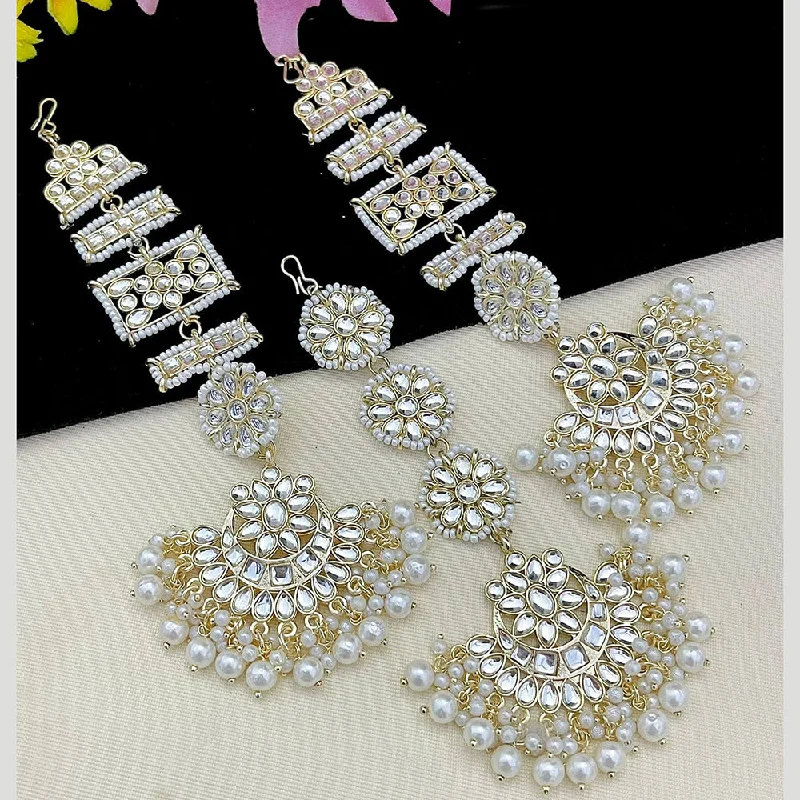 Drop Earrings for Christmas Party -Lucentarts Jewellery Kundan Earrings With Mangtikka