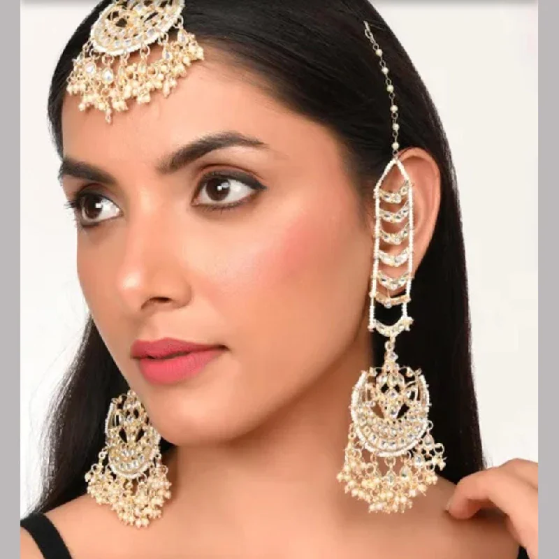 Drop Earrings for School Uniform -Lucentarts Jewellery Kundan Earrings With Mangtikka