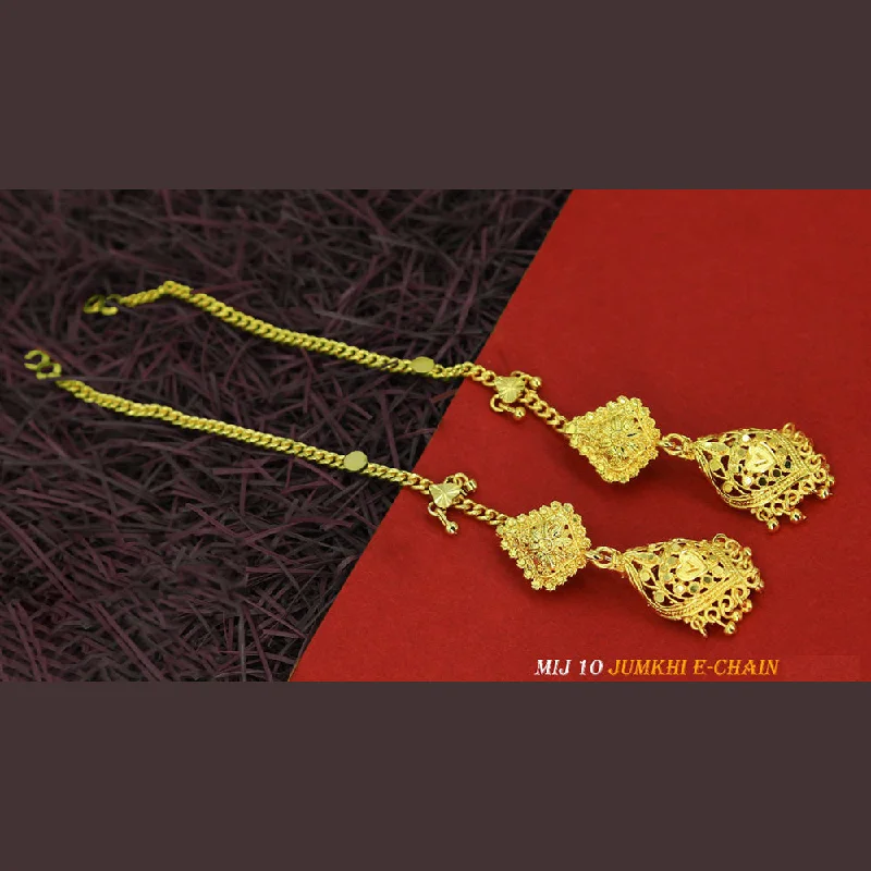 Drop Earrings with Star Motifs -Mahavir Forming Gold Plated Jhumki Earrings With Chain