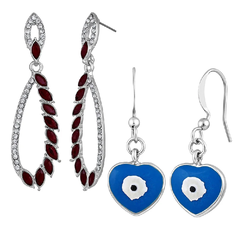 Drop Earrings with Vine Designs -Mahi Combo of Dangler and Evil Eye Earrings with Beads for Women (CO1105586R)