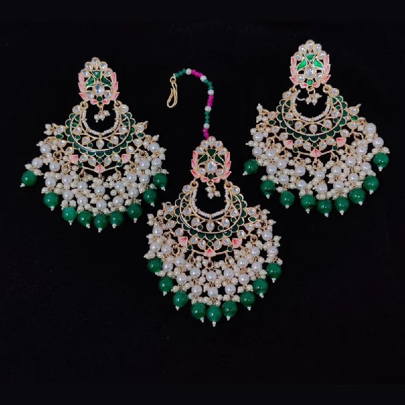 Drop Earrings with Keyhole Designs -Manisha Jewellery Gold Plated Earrings With Maangtikka