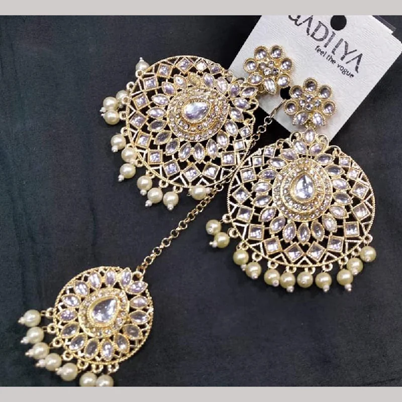 Small Drop Earrings for Delicate -Manisha Jewellery Gold Plated Kundan Stone  Earrings With Mangtikka