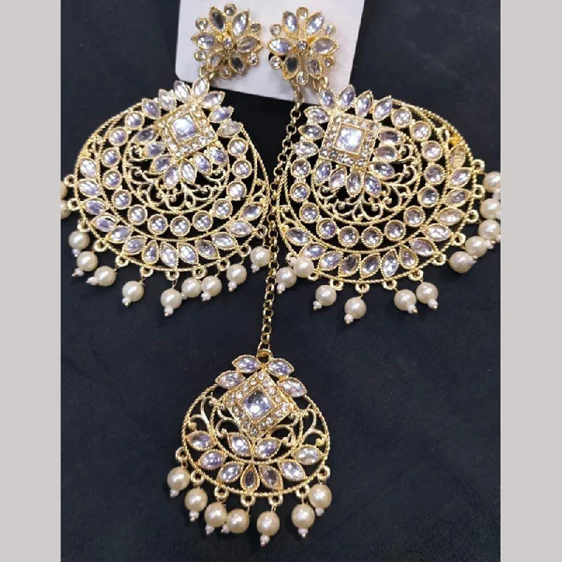 Crystal Drop Earrings for Sparkle -Manisha Jewellery Gold Plated Kundan Stone  Earrings With Mangtikka