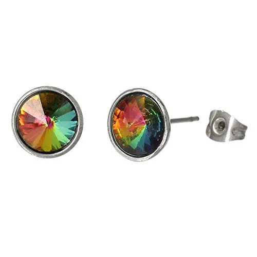 Drop Earrings for Work Attire -Multi  Stainless Steel Post Stud Earrings with  Rhinestone