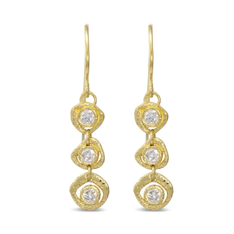 Pearl Drop Earrings for Elegance -Open Pebble Three Shape Earrings with diamonds