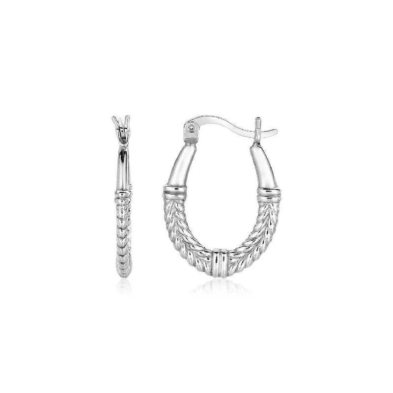 Star Shaped Drop Earrings for Charm -Sterling Silver Oval Hoop Earrings with Rope Texture