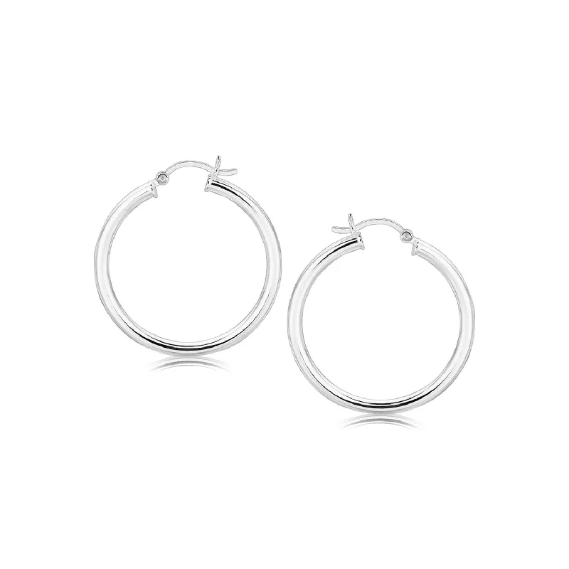 Bohemian Drop Earrings with Tassels -Sterling Silver Hoop Style Earrings with Polished Rhodium Plating (30mm)