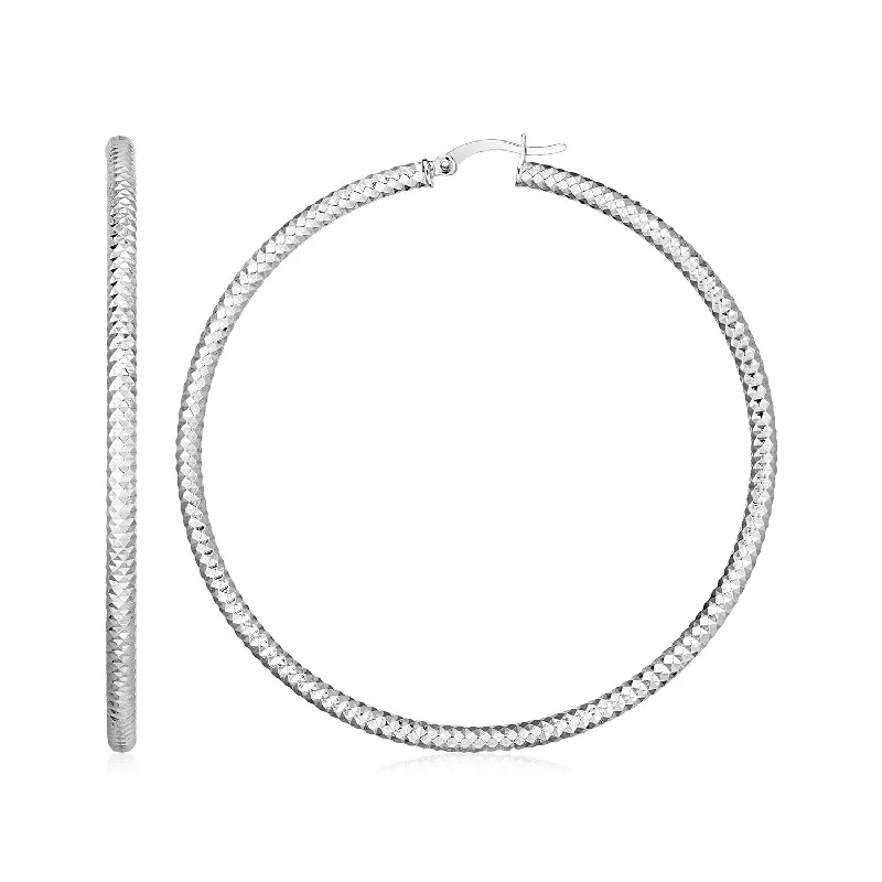 Nickel Free Drop Earrings for Safety -Sterling Silver Large Hoop Earrings with Braid Texture