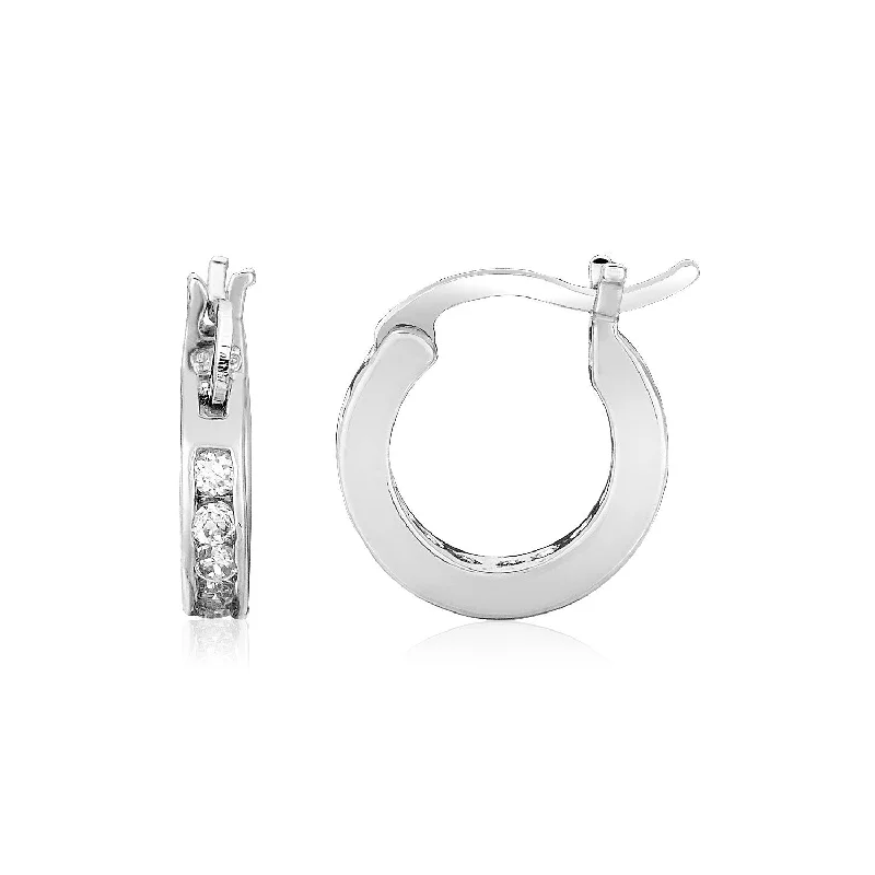 Adjustable Drop Earrings for Custom Fit -Sterling Silver Small Hoop Earrings with Cubic Zirconias