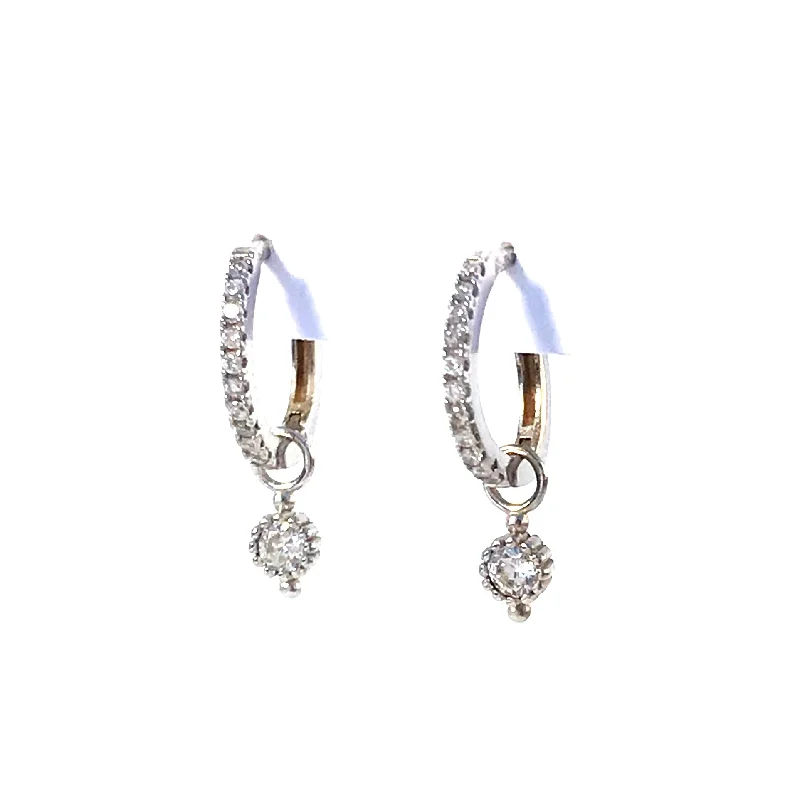 Drop Earrings for Wellness Routine -PAVE HUGGIE WITH CZ DROP