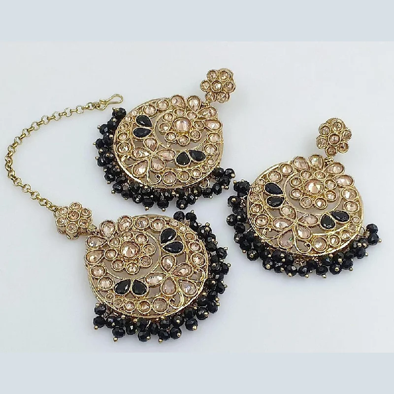 Drop Earrings for Anniversary -Rani Sati Jewels Crystal Stone Dangler Earring With Mangtikka