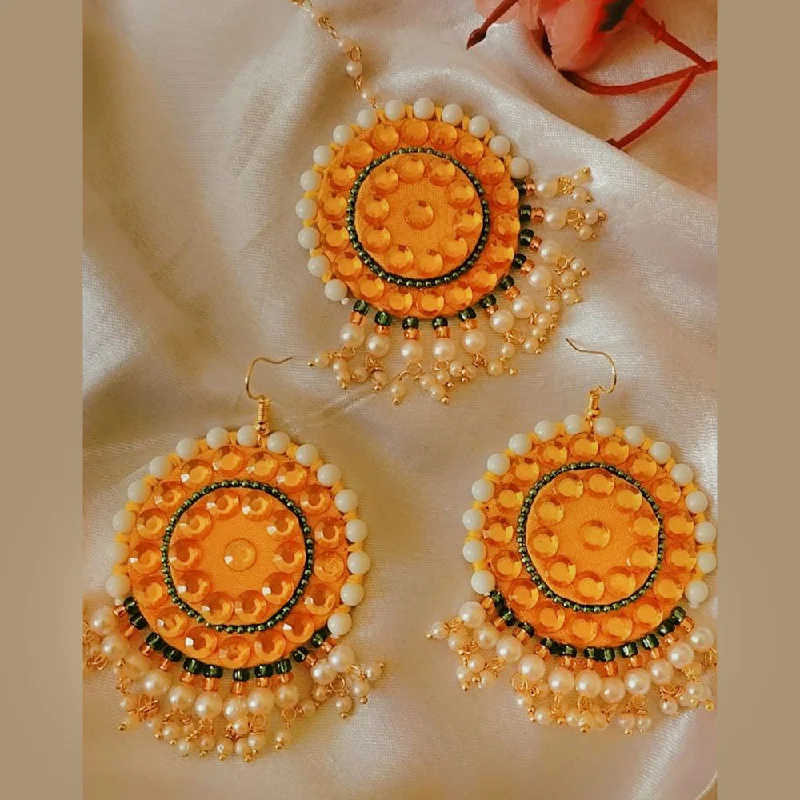 Gemstone and Diamond Drop Earrings for Opulence -Sanshray Handmade Pearl Earrings With Mangtikka