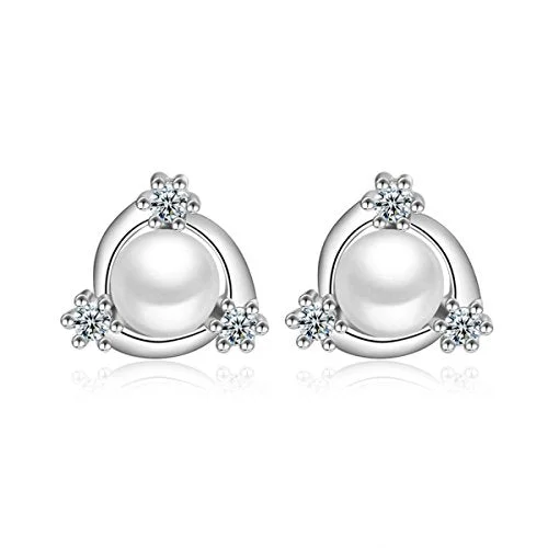 Gothic Drop Earrings with Dark Tone -Sexy Sparkles Imitation Pearl Ear Post Stud Earrings with Cubic Zirconia for women teen girls