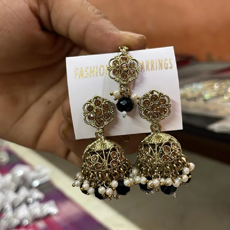 Drop Earrings for Mother's Day -Shree Chamunda Jewellers Gold Plated Austrian Stone Jhumki With Maangtikka