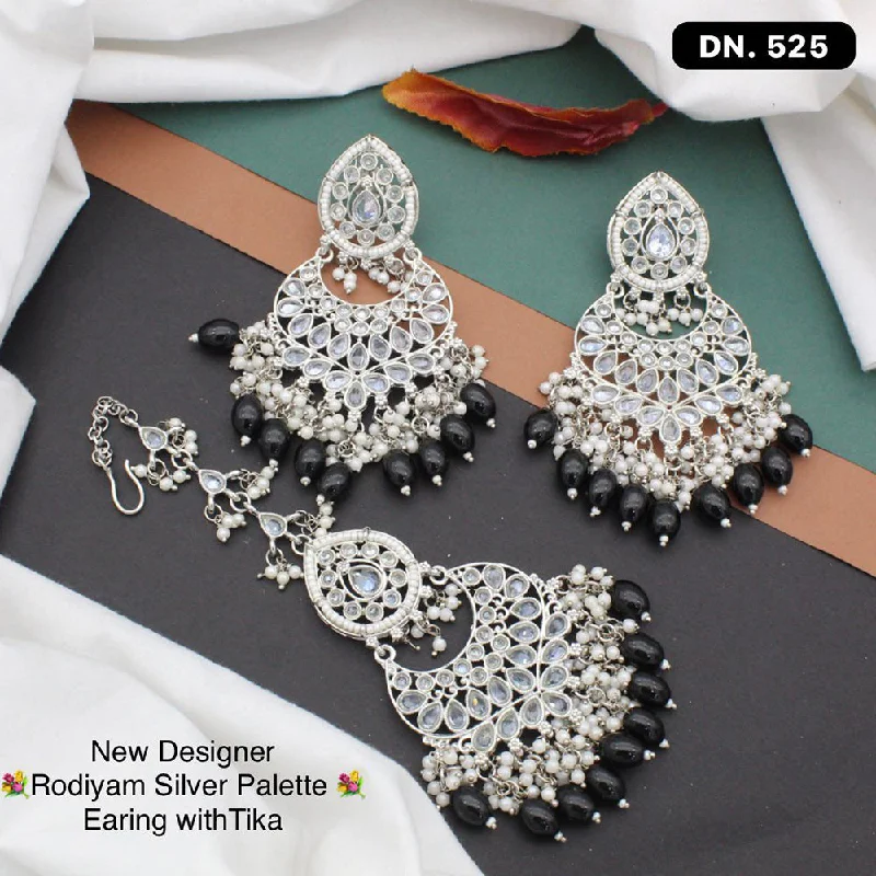 Drop Earrings with Animal Motifs -Shree Chamunda Jewellers Silver Plated Earrings With Mangtikka