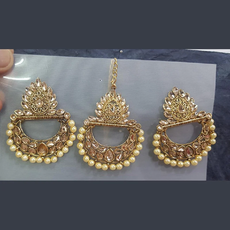 Drop Earrings for Party Look -Shreeji Gold Plated Earrings With Mangtikka