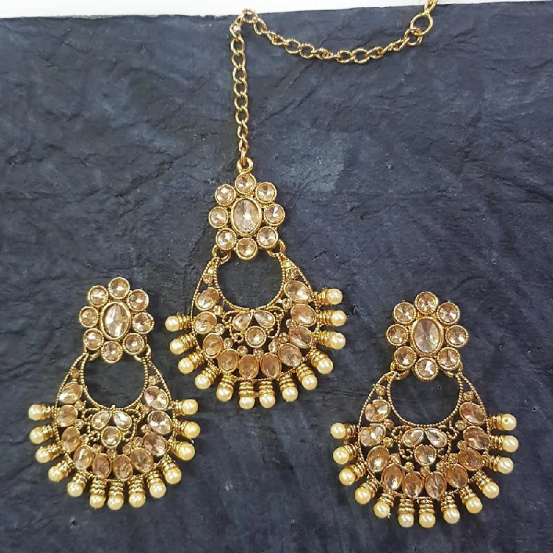 Drop Earrings for Mother's Day -Shreeji Gold Plated Earrings With Mangtikka