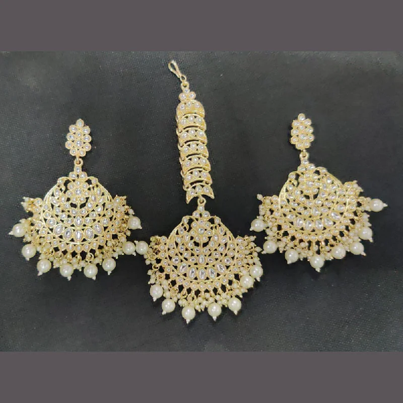 Drop Earrings for Valentine's Day -Shreeji Gold Plated Earrings With Mangtikka