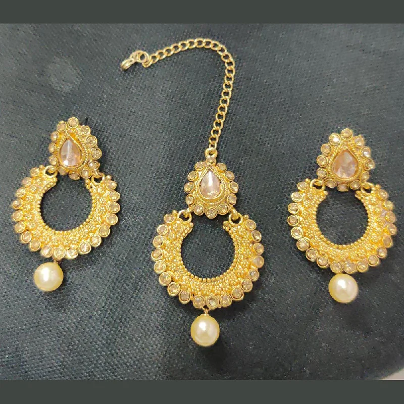 Drop Earrings with Enamel Coating -Shreeji Gold Plated Earrings With Mangtikka