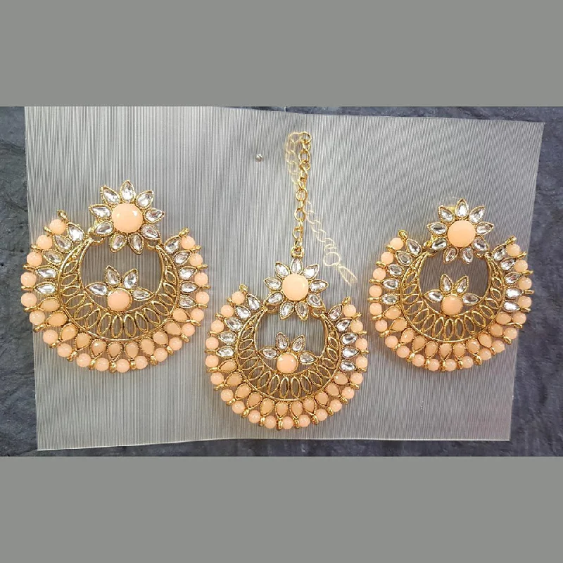 Drop Earrings for Casual Outfit -Shreeji Gold Plated Earrings With Mangtikka