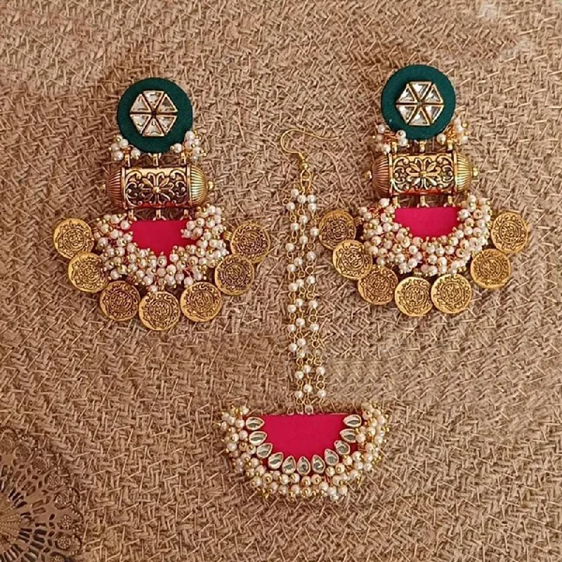 Drop Earrings with Keyhole Designs -Shrijicreation Gold Plated Kundan Earring With Maangikka